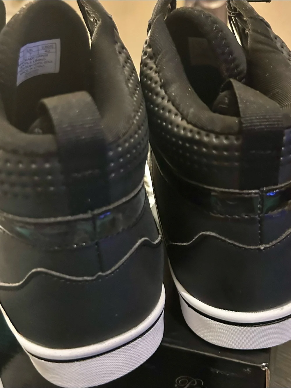 Pastry Black and White Women's High-Top Sneakers with Padded Collar